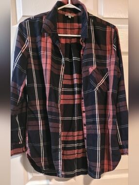 Kismet Navy and Soft Pink Plaid Button-Down Shirt